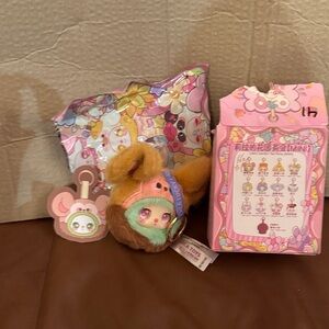 Brown and Mint Stuffed Animal Keychain